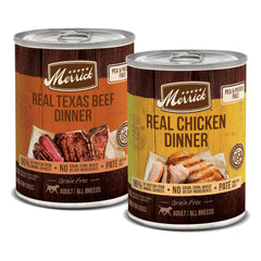 Merrick boeuf Texas Dîner en conserve, repas humide protéiné pour chiens adultes.