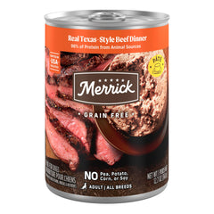 Merrick conserve pate boeuf Texas: texture tendre et repas complet.