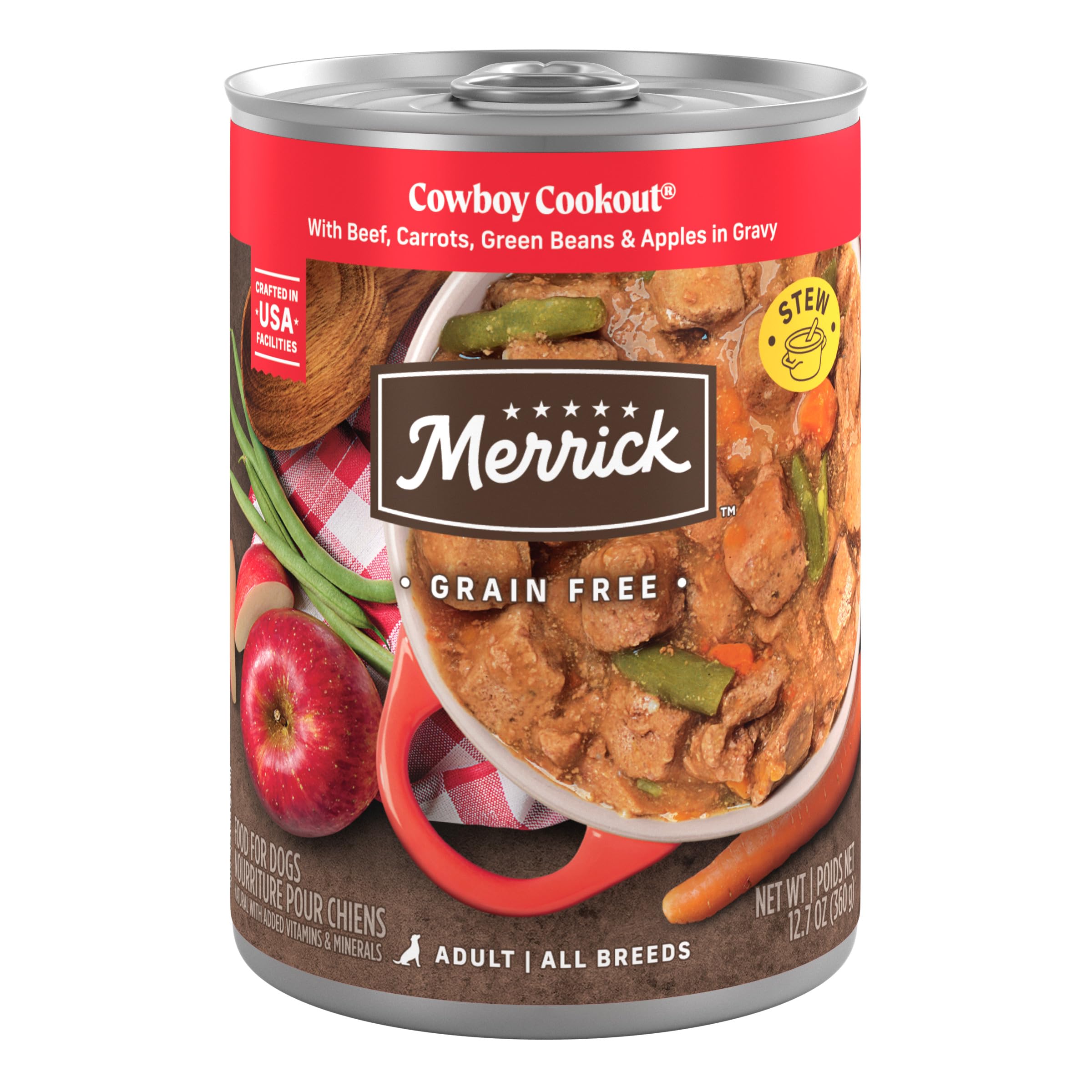 Merrick Cowboy Cookout : boîte de boeuf pour repas complet et appétissant pour chien adulte.