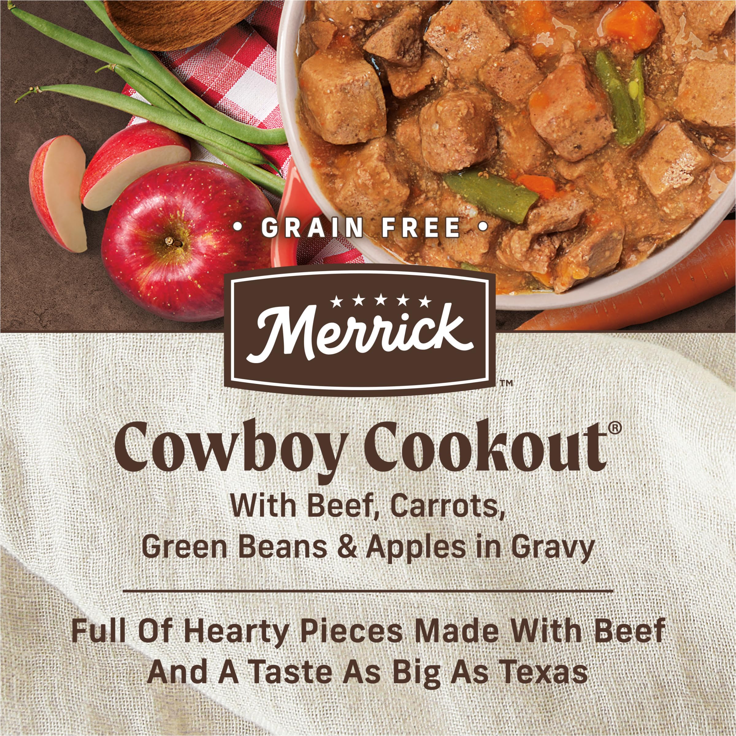 Merrick Cowboy Cookout : sauce savoureuse enveloppant la viande pour plus de goût.