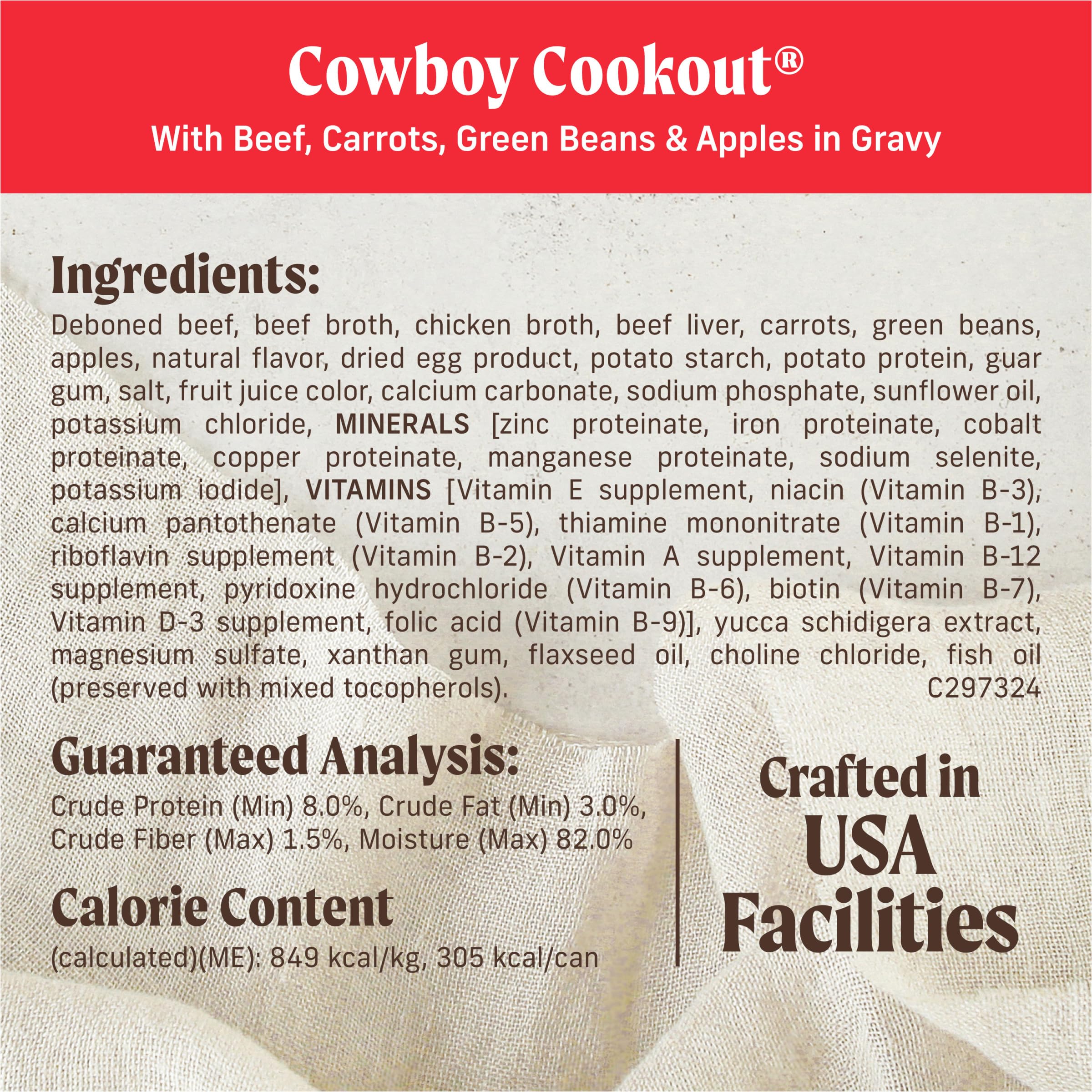 Merrick Cowboy Cookout : nutrition équilibrée grâce à des minéraux et vitamines ajoutés.