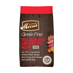 Merrick croquettes sans cereales pour chien adulte, croquant appétissant et energie soutenue.