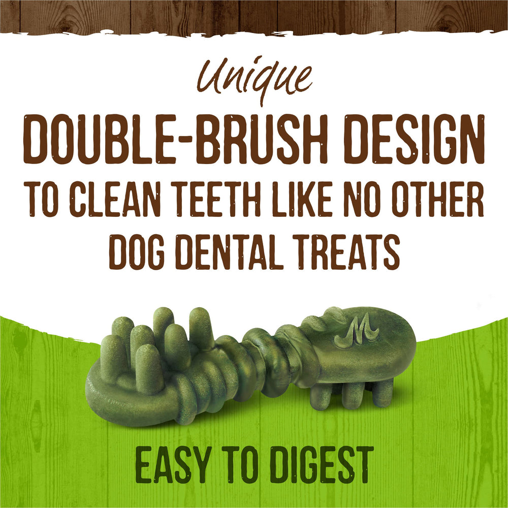 Design double-brosse Merrick Fresh Kisses, action de nettoyage pendant la mastication.