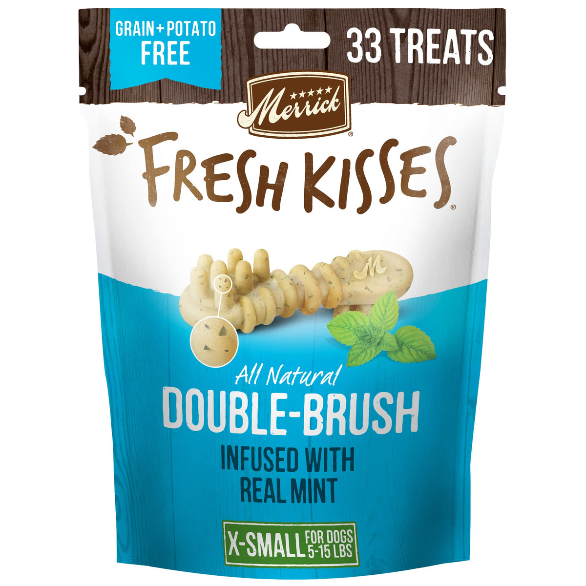 Sac Merrick Fresh Kisses de 33 bouchées pour petits chiens, haleine plus fraîche.
