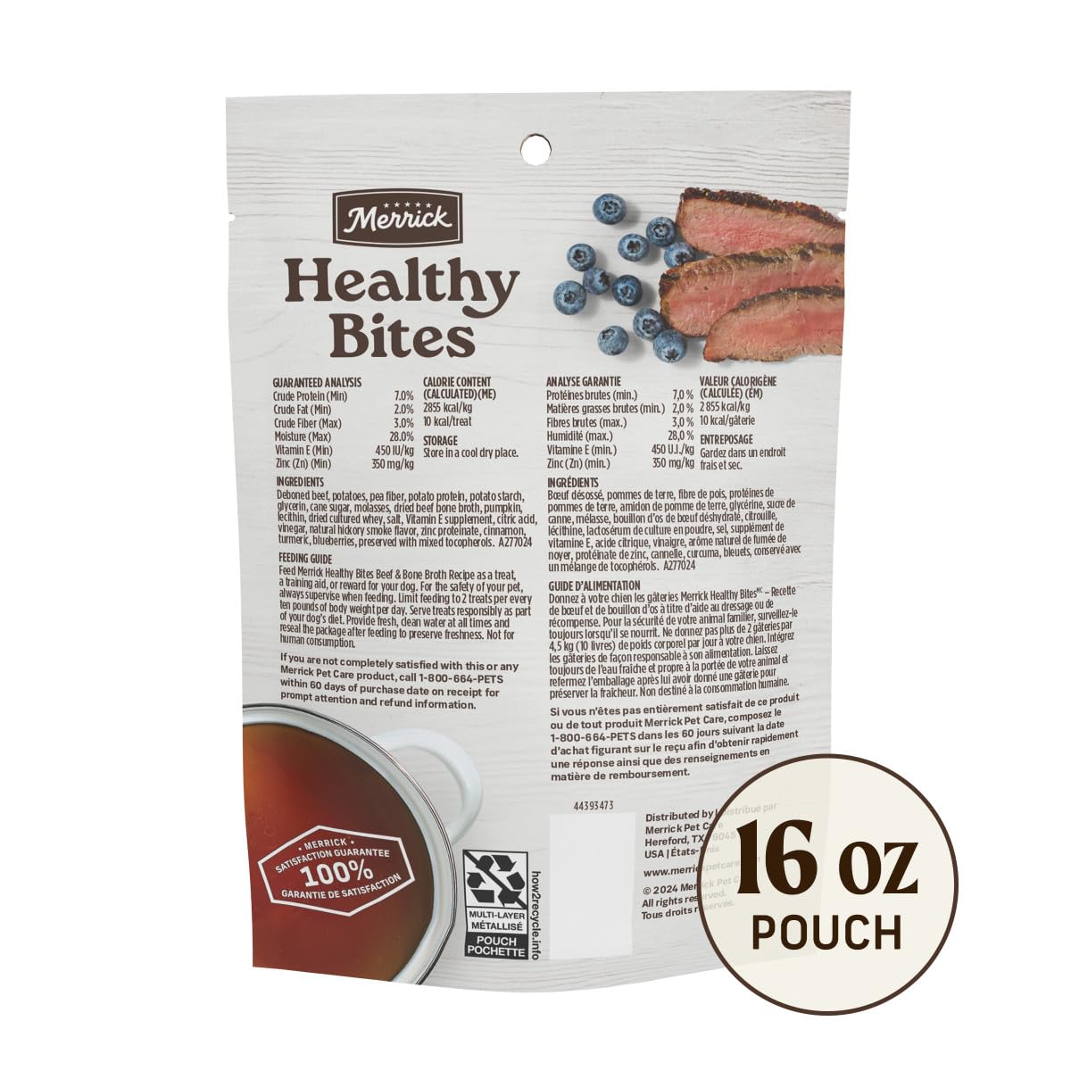 Merrick Healthy Bites – aromes de myrtilles, cannelle et curcuma pour goût enrichi.