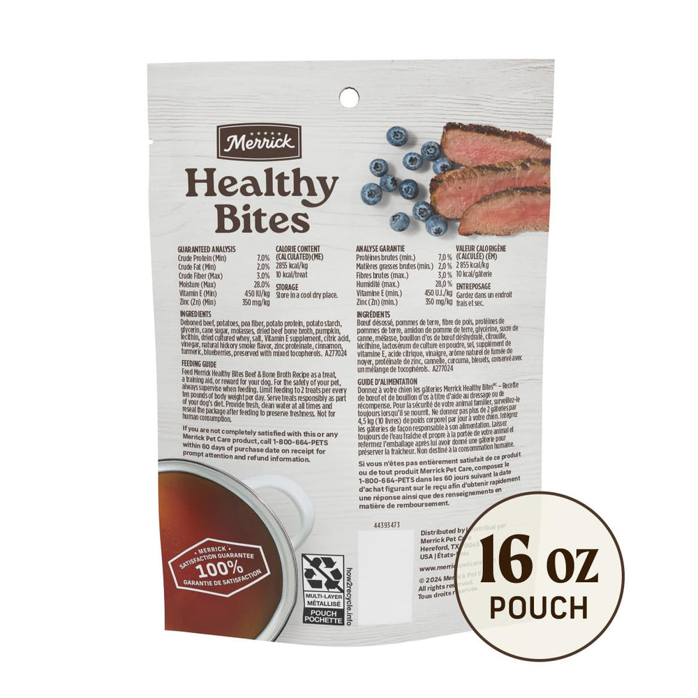 Merrick Healthy Bites – aromes de myrtilles, cannelle et curcuma pour goût enrichi.