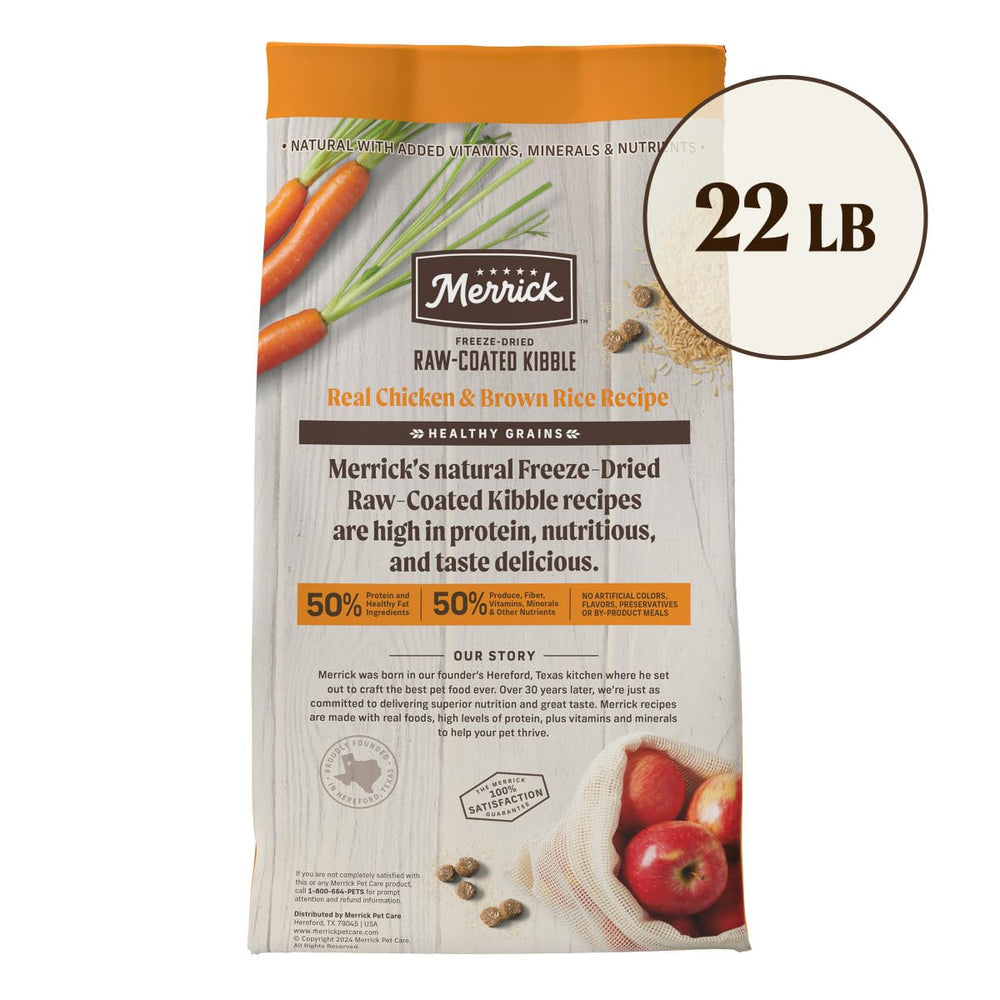 Flocons et grains entiers dans Merrick Healthy Grains favorisant la digestion.