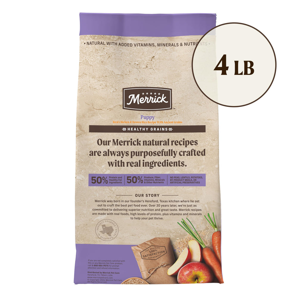 Merrick Healthy Grains: sans pommes de terre, pois, lentilles et soja.