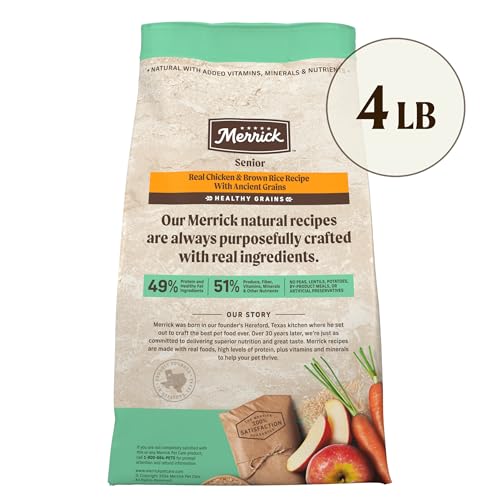 Merrick Healthy Grains Senior – grains entiers pour une satiété durable.