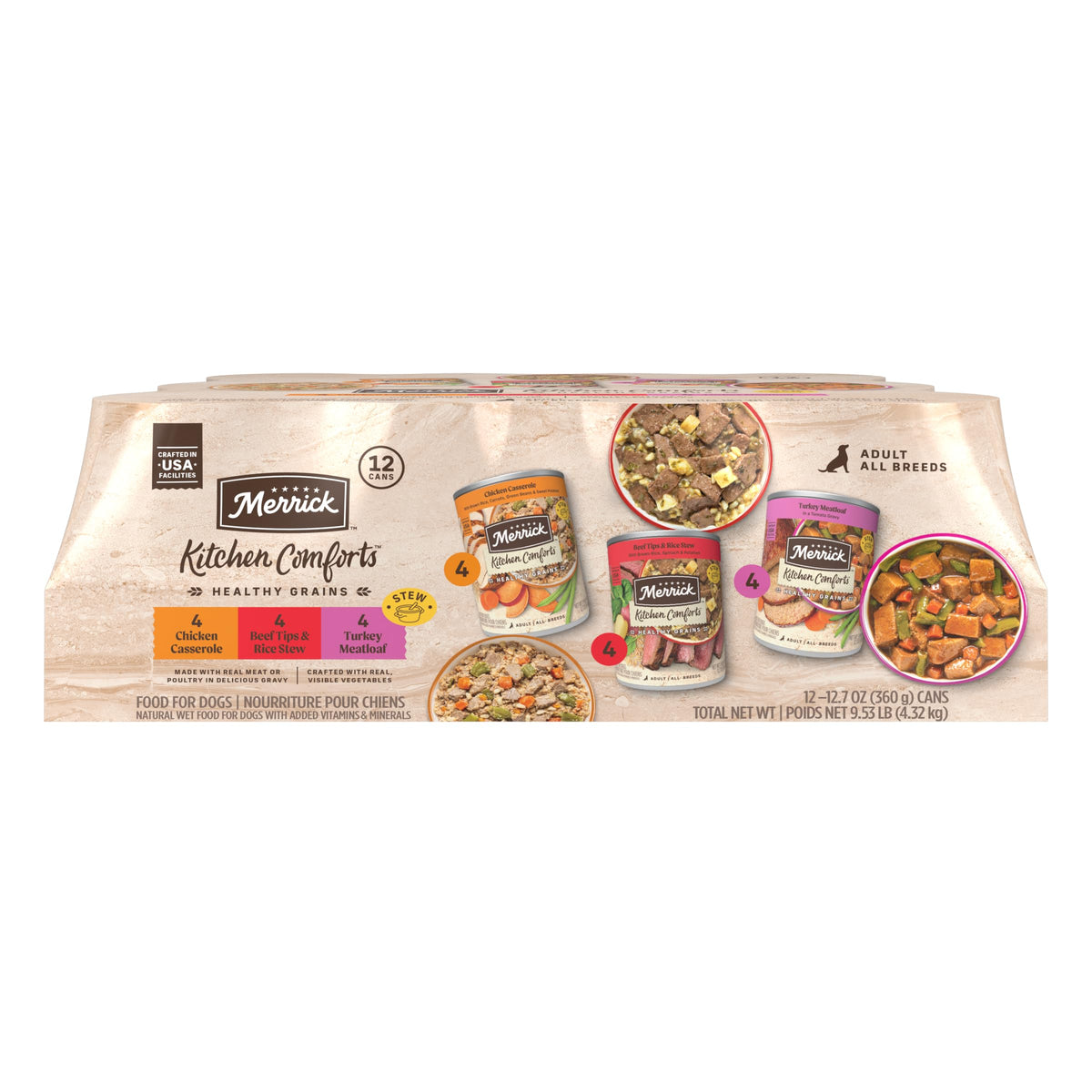 Merrick Kitchen Comforts : boîtes humides avec sauce savoureuse pour chien
