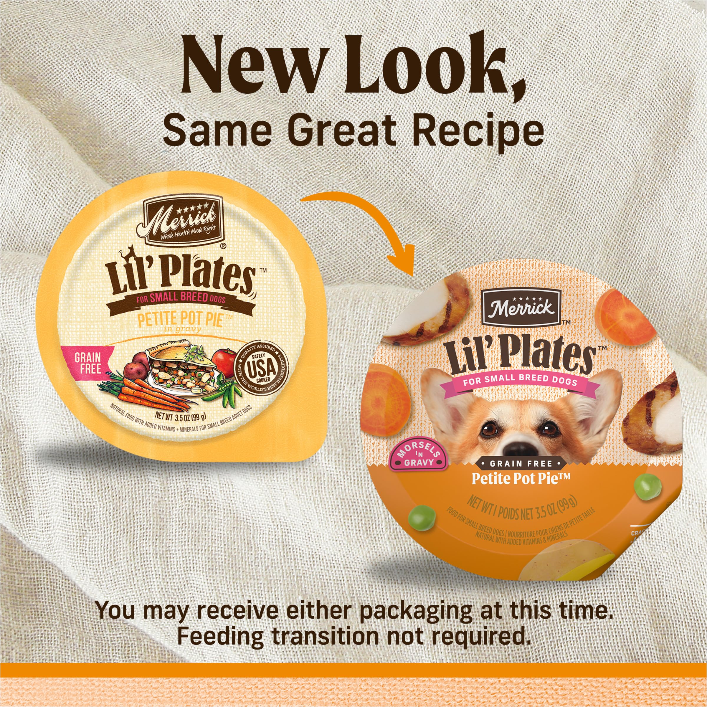 Merrick Lil’ Plates Humide pour chiens miniatures, texture tendre appréciée.