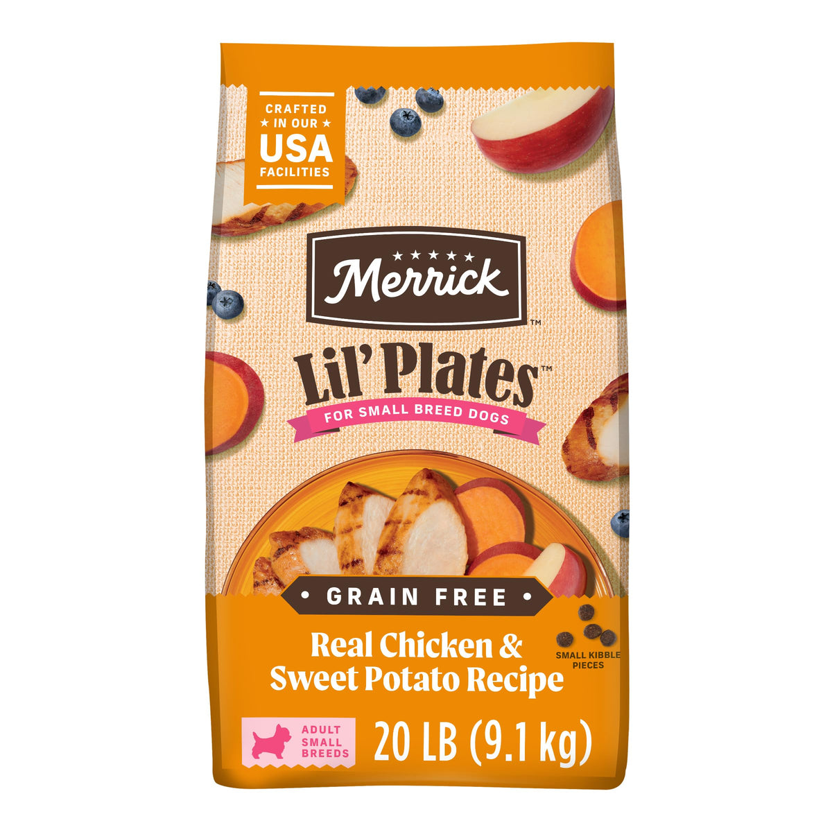 Merrick Lil’ Plates poulet-patate-douce-croquettes-petits-chiens: texture adaptée pour petites gueules.