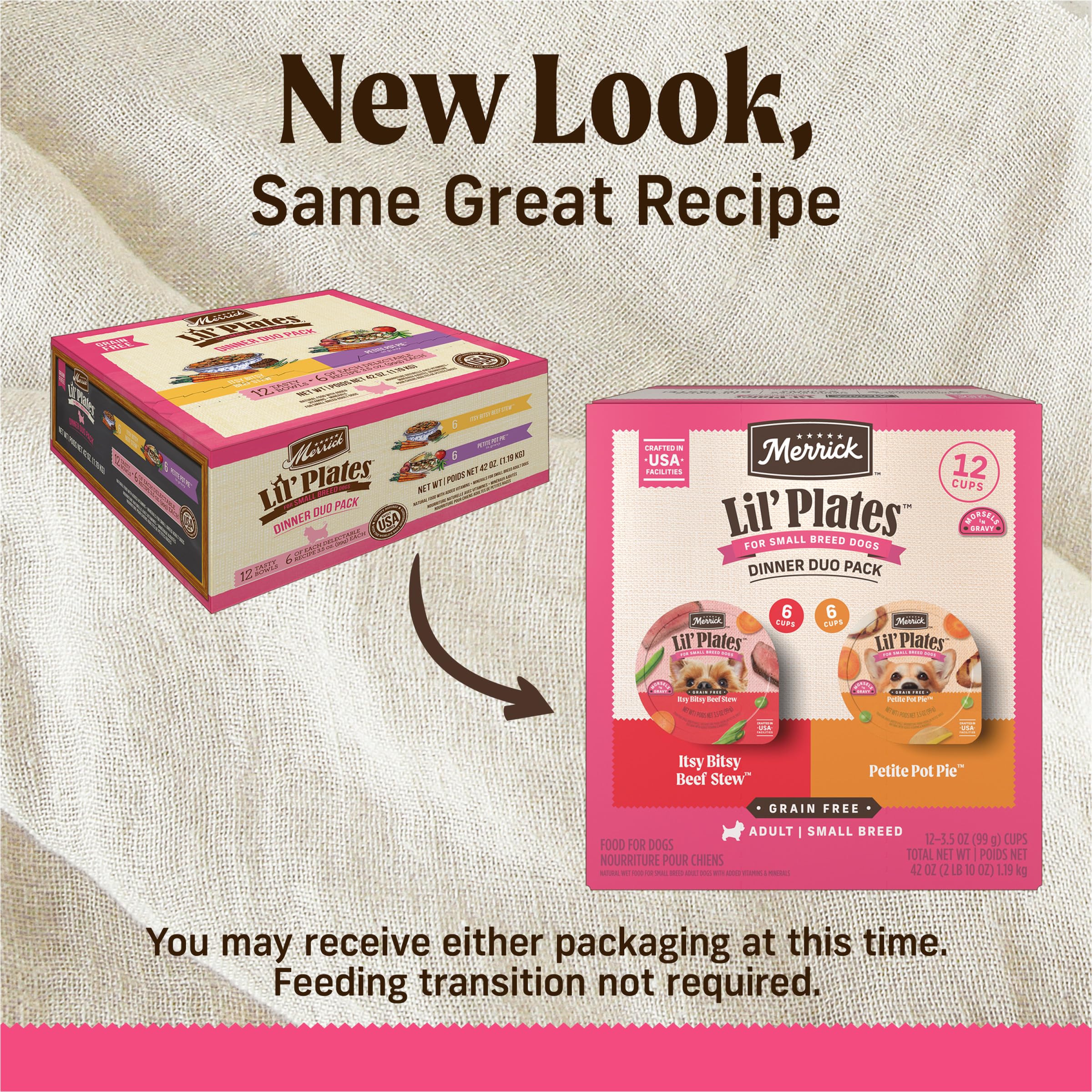 Merrick Lil’ Plates petite tourte poulet barquette individuelle, repas pratique.