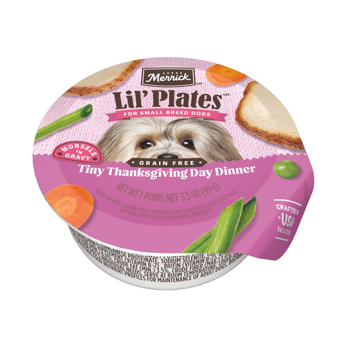 Merrick Lil’ Plates sans céréales – bol dinde, repas facile à servir pour petit chien