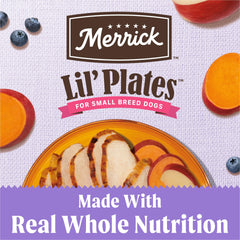 Merrick Lil’ Plates sans céréales pour chiots, alimentation naturelle.