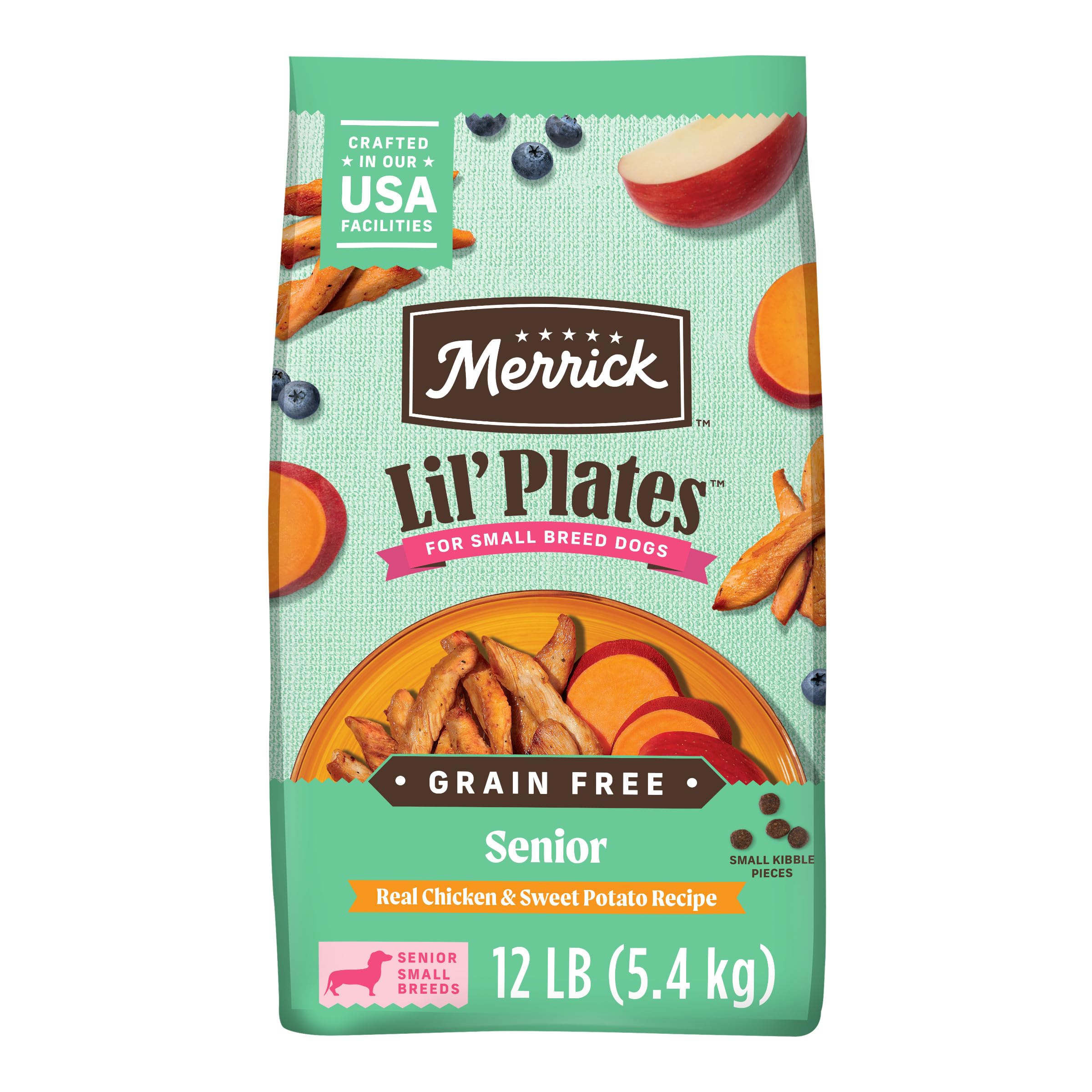 Merrick Lil’ Plates croquettes poulet pour chien senior petit, soutien musculaire potentiel