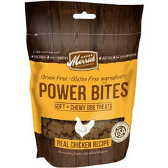 Merrick Power Bites texture douce, récompense idéale pour chiens adultes.