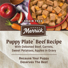 Merrick Puppy Plate pommes, fruits frais et goût équilibré pour repas complets