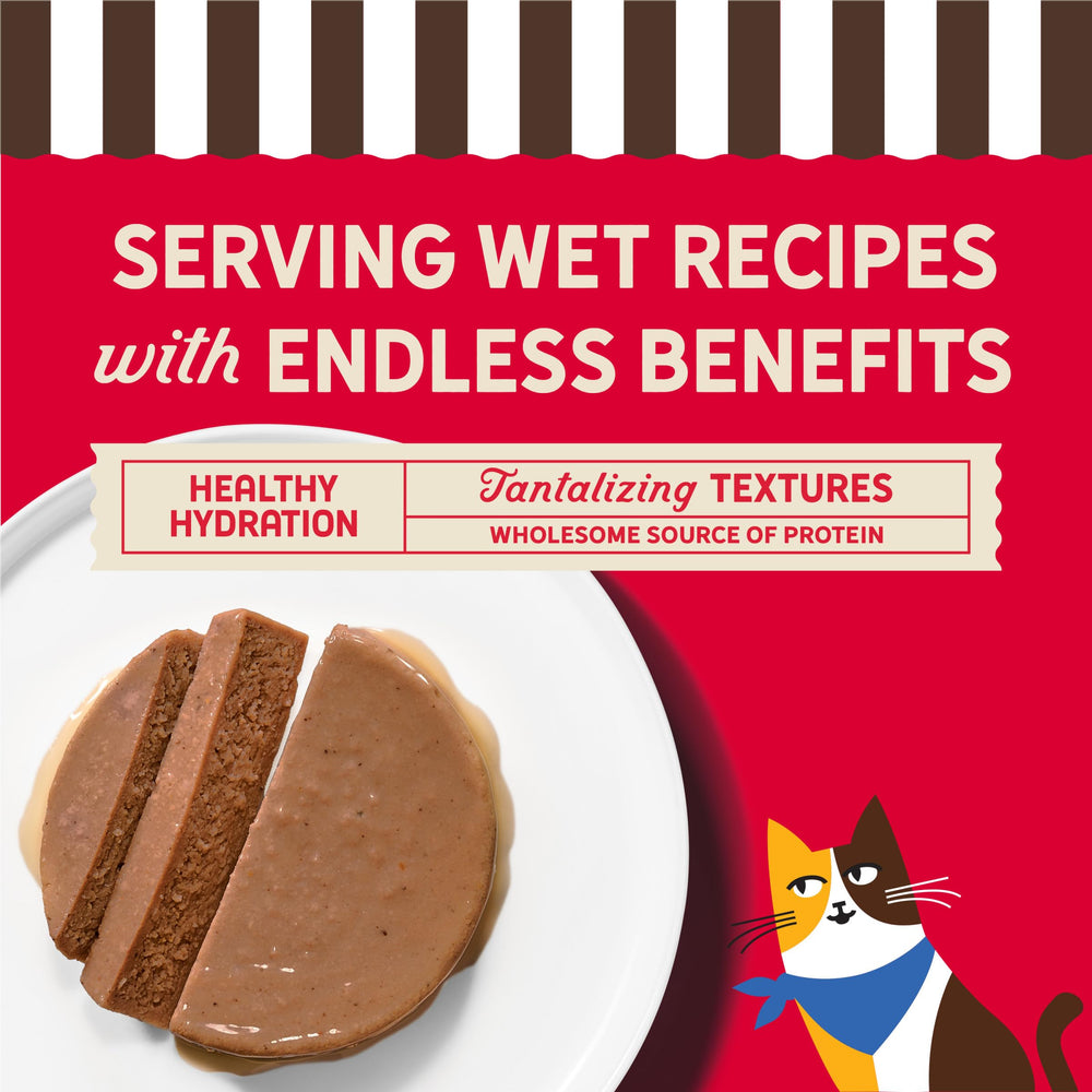 Merrick Purrfect Bistro boîte pate sans soja – formule complète sans allergènes courants.