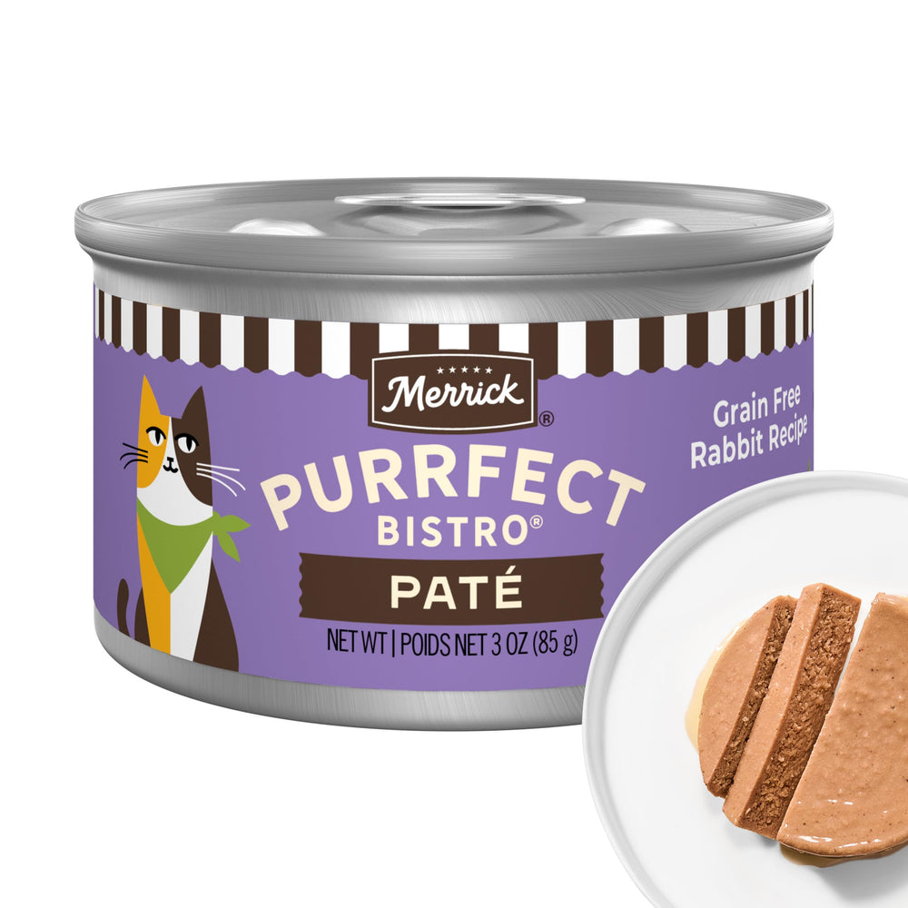 Merrick Purrfect Bistro Pâté lapin sans céréales, texture lisse parfaite pour chats difficiles