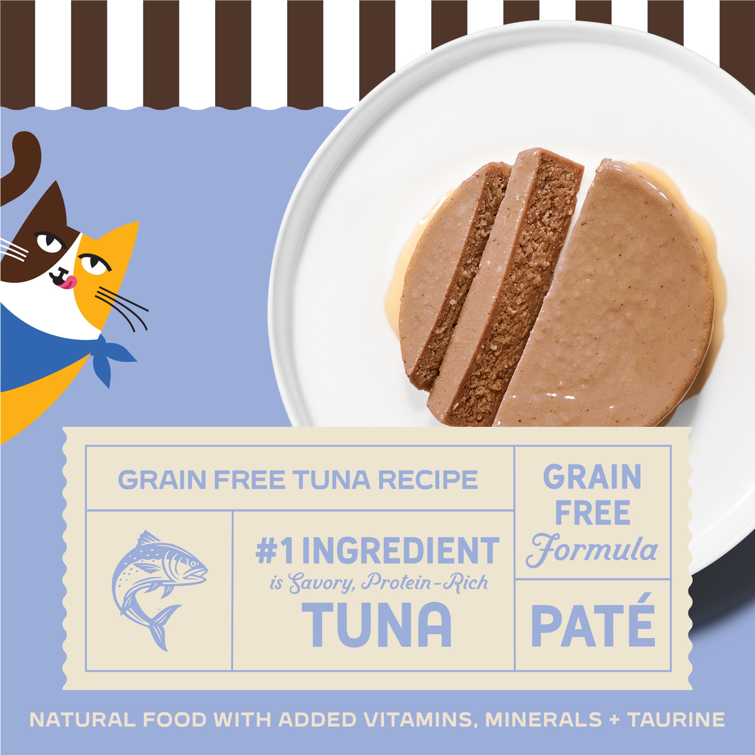 Merrick Purrfect Bistro Pâté au thon, texture lisse appréciée par les chats exigeants.