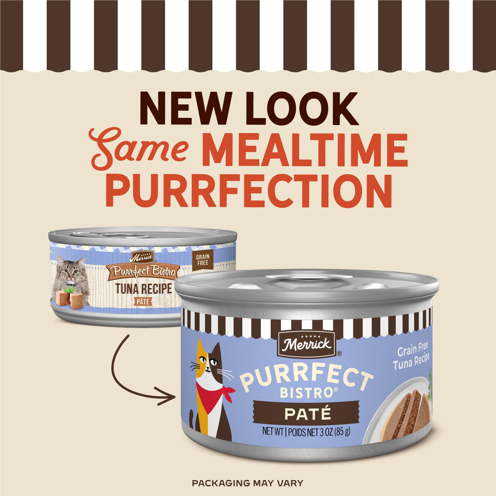 Merrick Purrfect Bistro Pâté au thon, premier ingrédient riche en protéines.