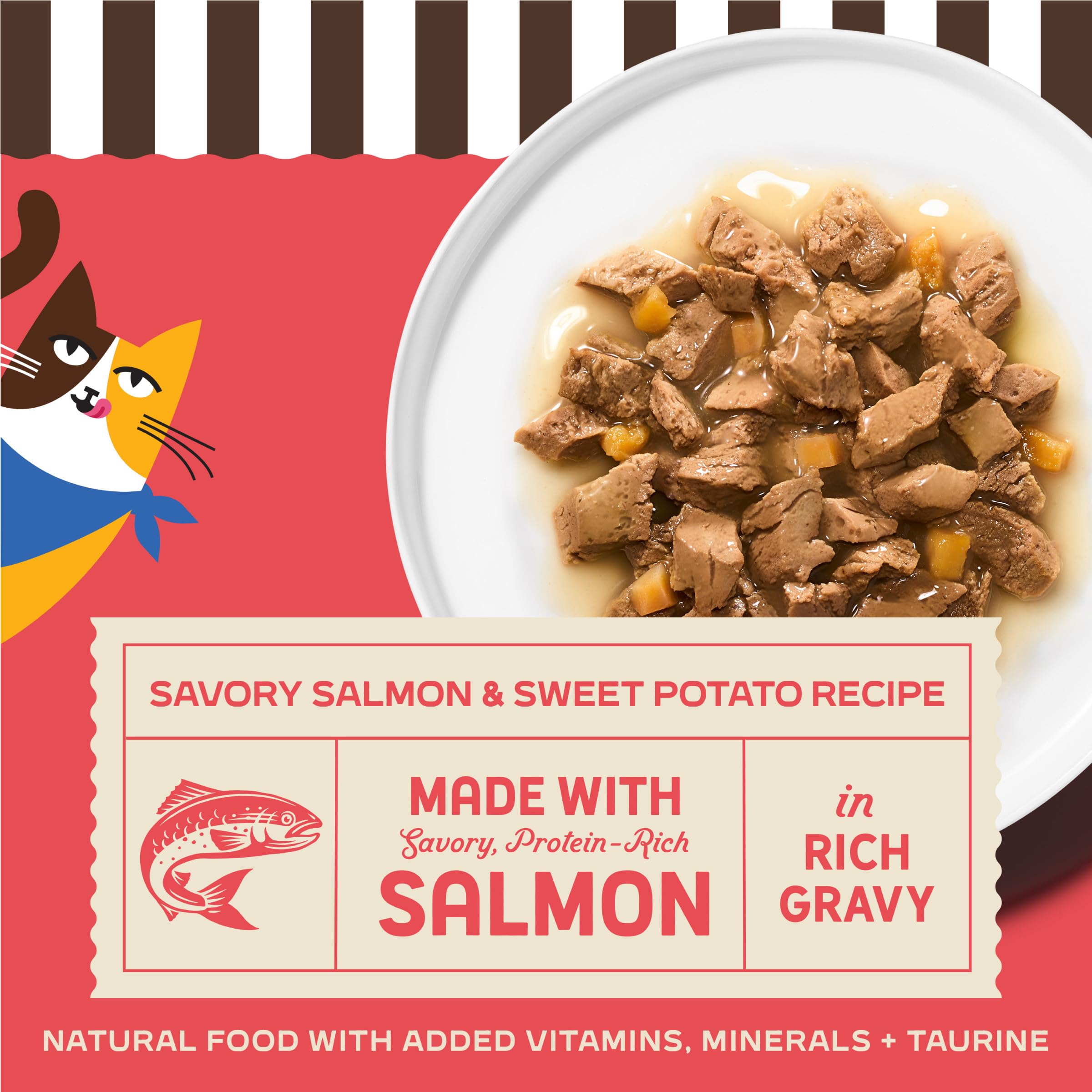 Merrick Purrfect Bistro saumon-gravy onctueux, texture généreuse qui ravit les chats exigeants.