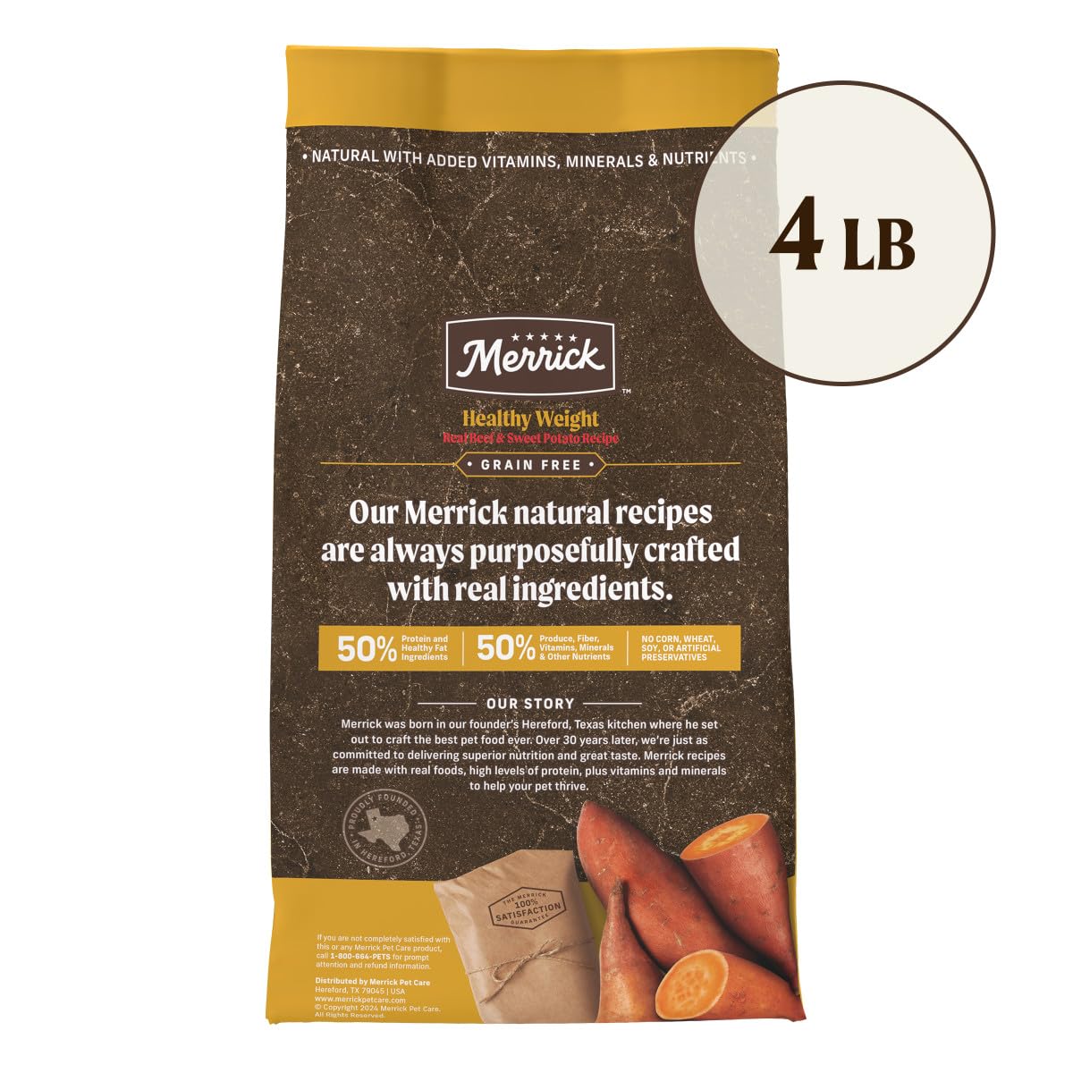 Merrick Sans Cereales Mais Ble Soja, alimentation sans allergènes.