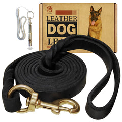 Meruogkar laisse-chien cuir italien tressé, confort durable lors des promenades.