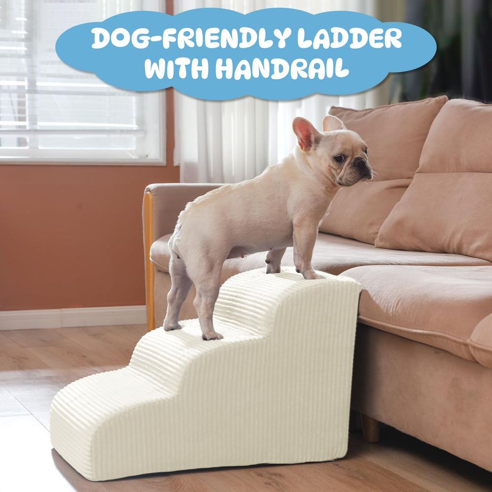 Mesa Lemon escalier-petit-chien-3-etapes-beige antiderapant pour stabilité.