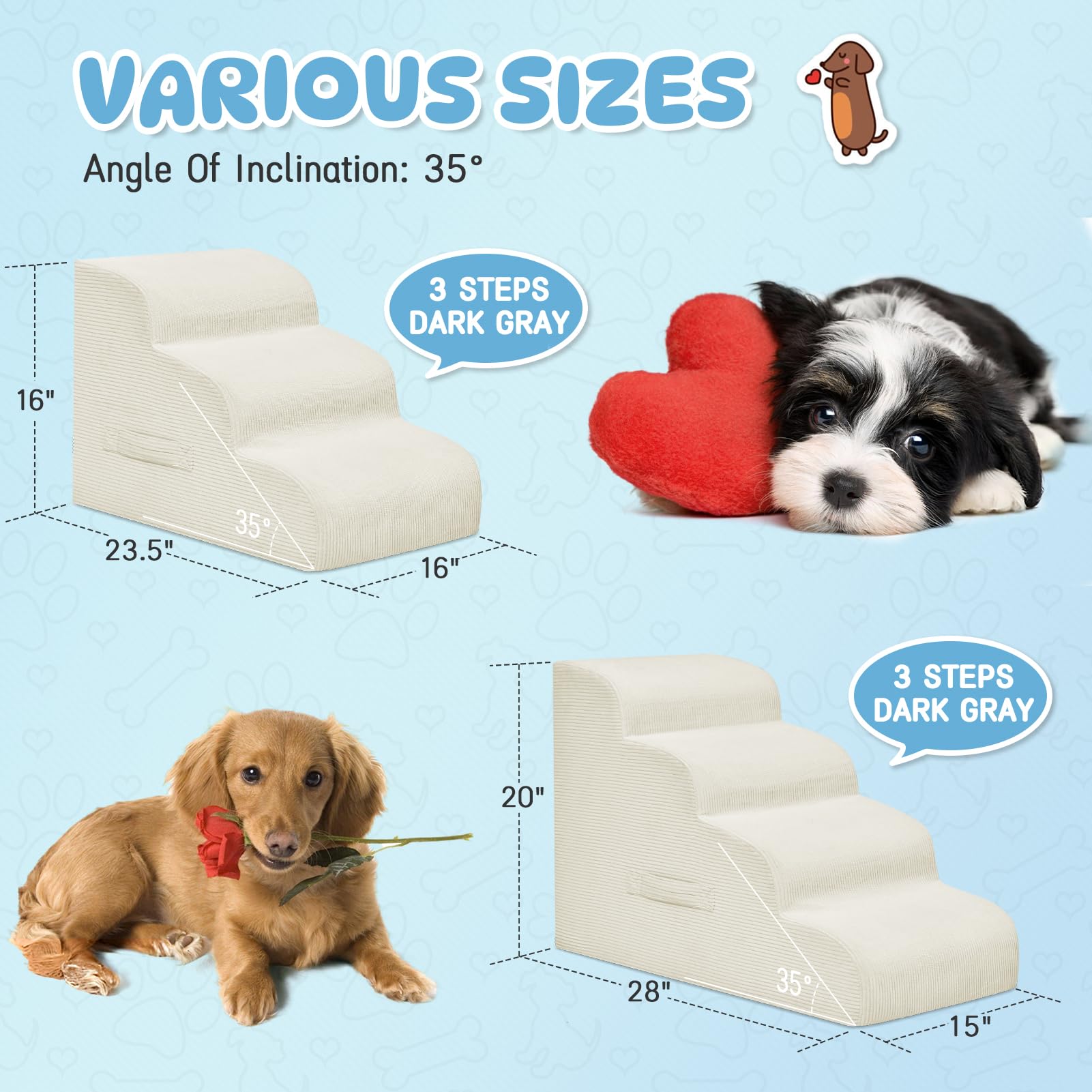 Mesa Lemon pente douce beige facilite les montées pour petits chiens.