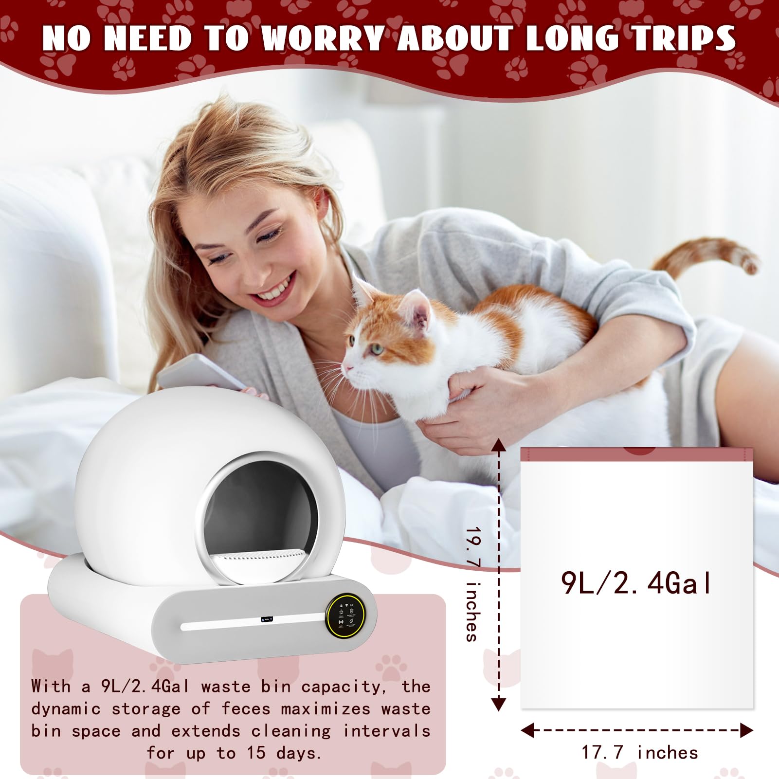 MESILIVO liner litière capacité 3,2 gallons par sac pour plus de praticité.