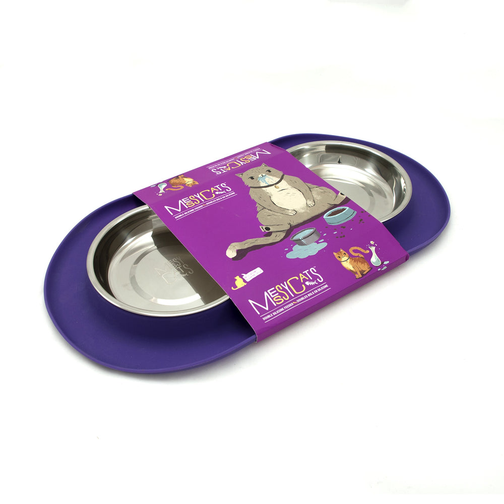 Messy Cats, bols-inox-ronde-amovibles: nettoyage rapide et transport pratique.