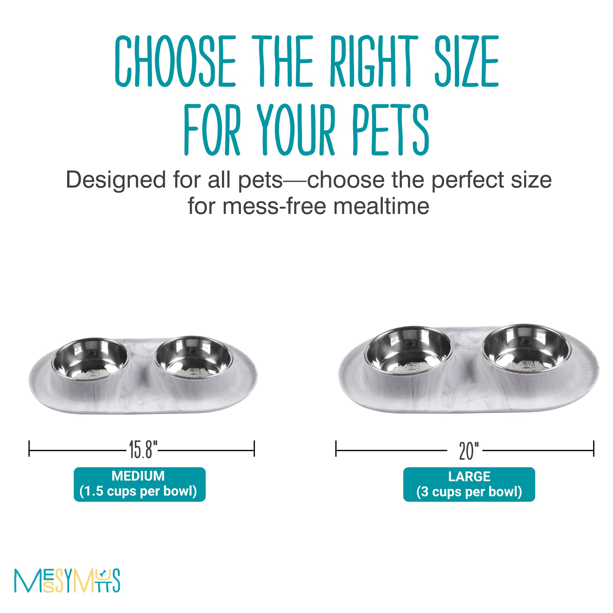 Messy Mutts base silicone antidérapante, réduit les dégâts sur le sol.