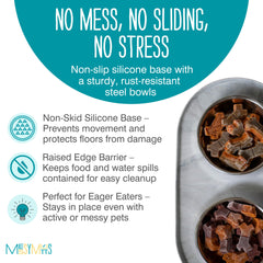 Messy Mutts bols inox doubles amovibles, faciles à nettoyer et réutilisables.