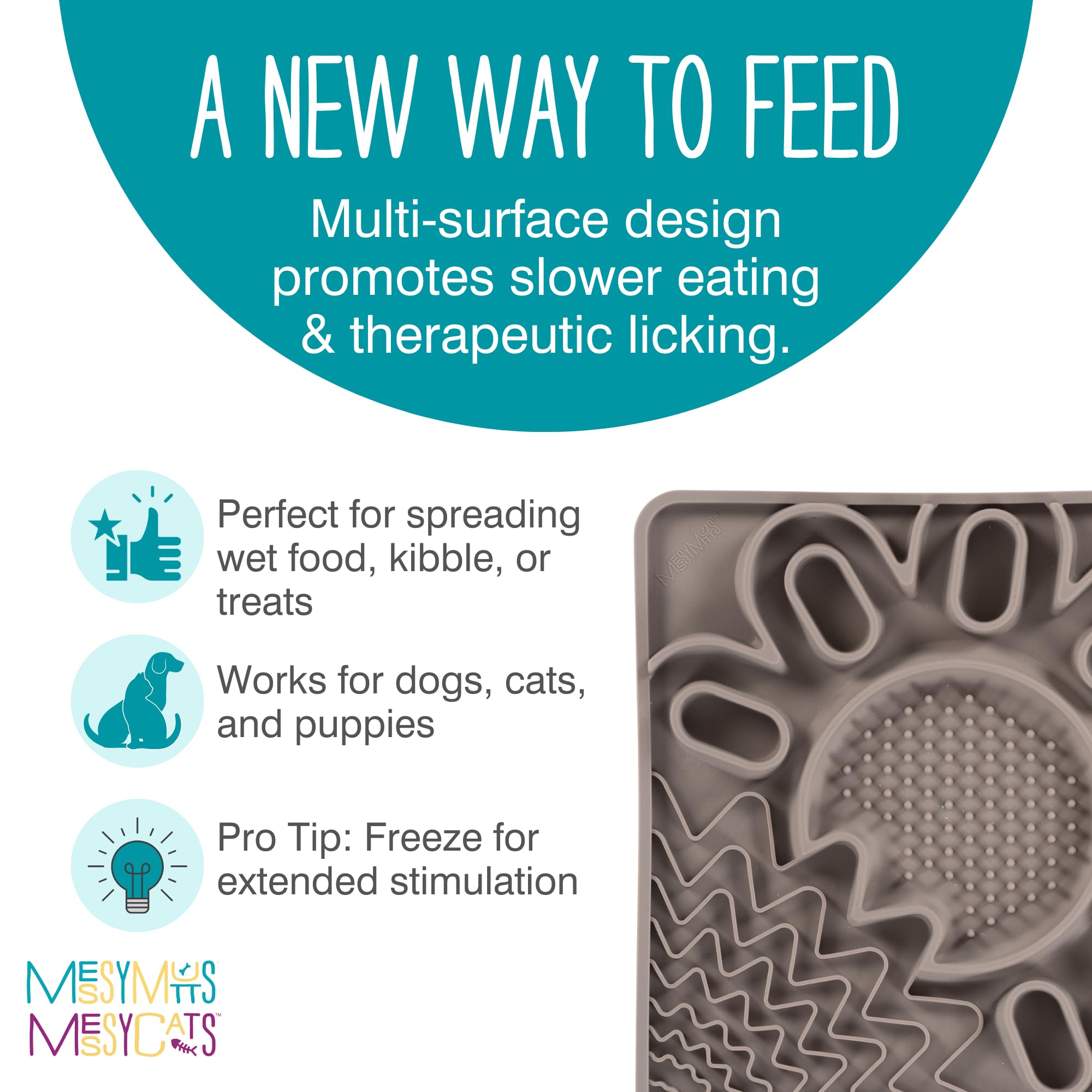 Tapis lécage Messy Mutts en silicone anti-ennui pour animal réactif.