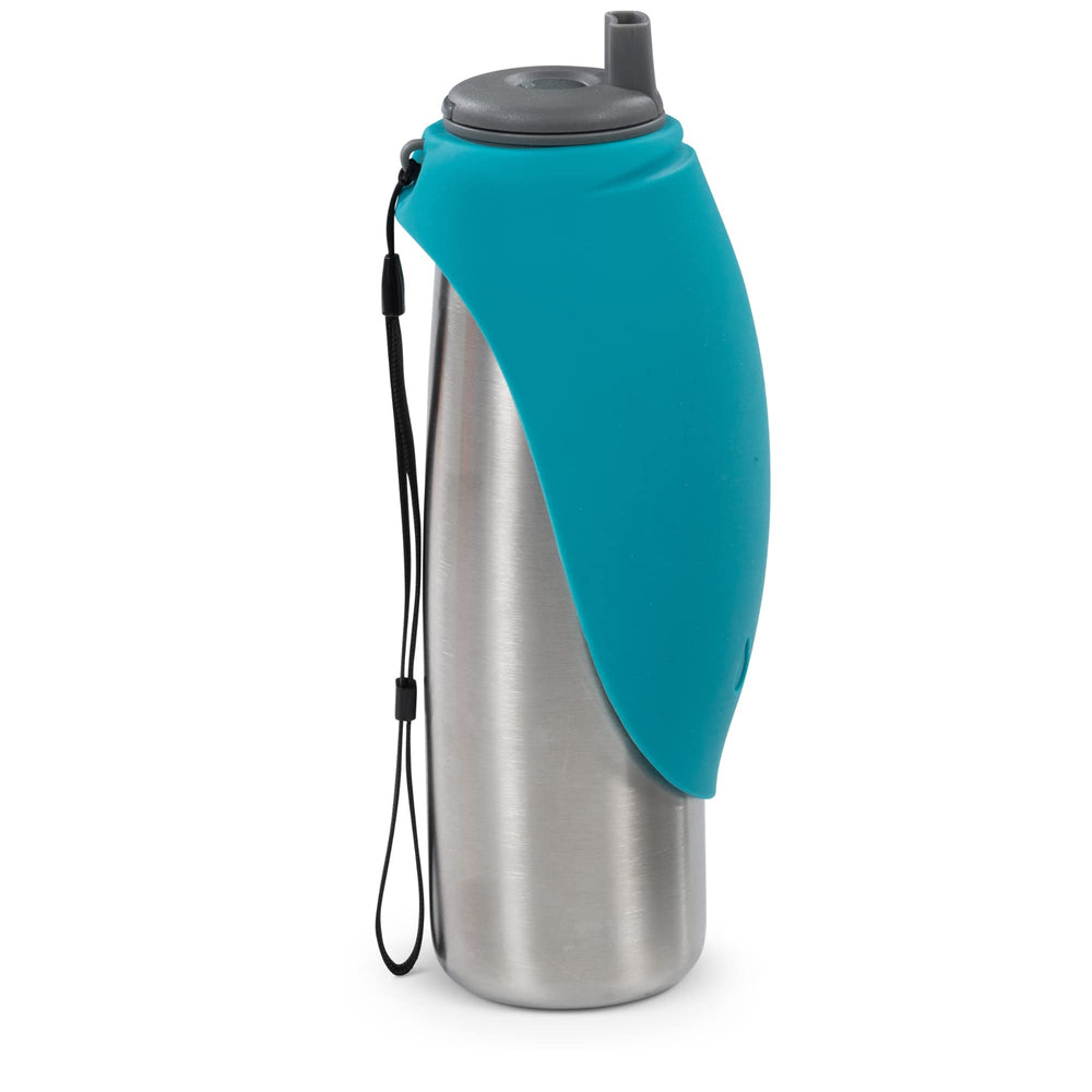 Bol pliable en silicone Messy Mutts bleu, pratique pour hydrater votre chien en déplacement.