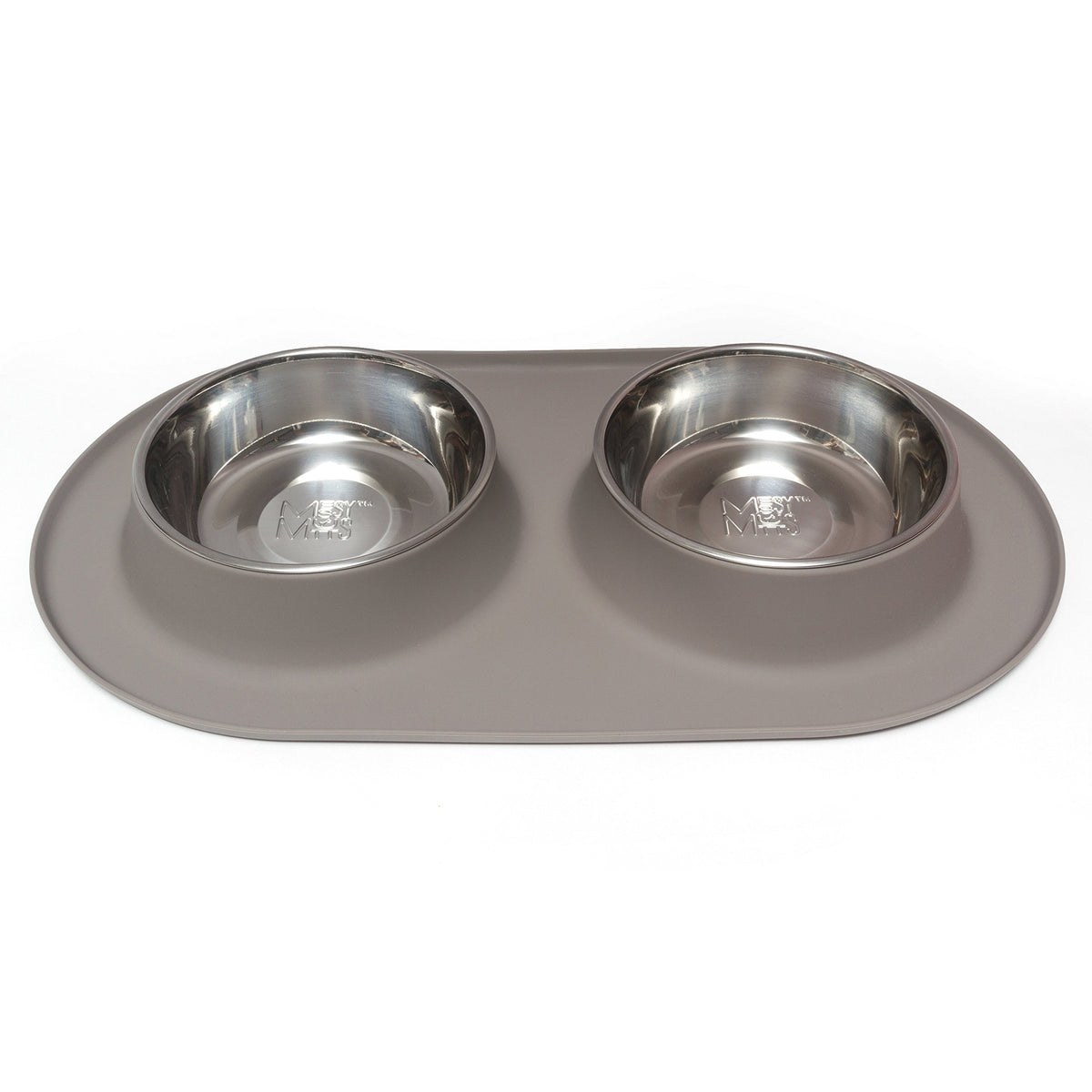 Messy Mutts: double gamelle silicone avec bols inox gris, stable et propre au repas
