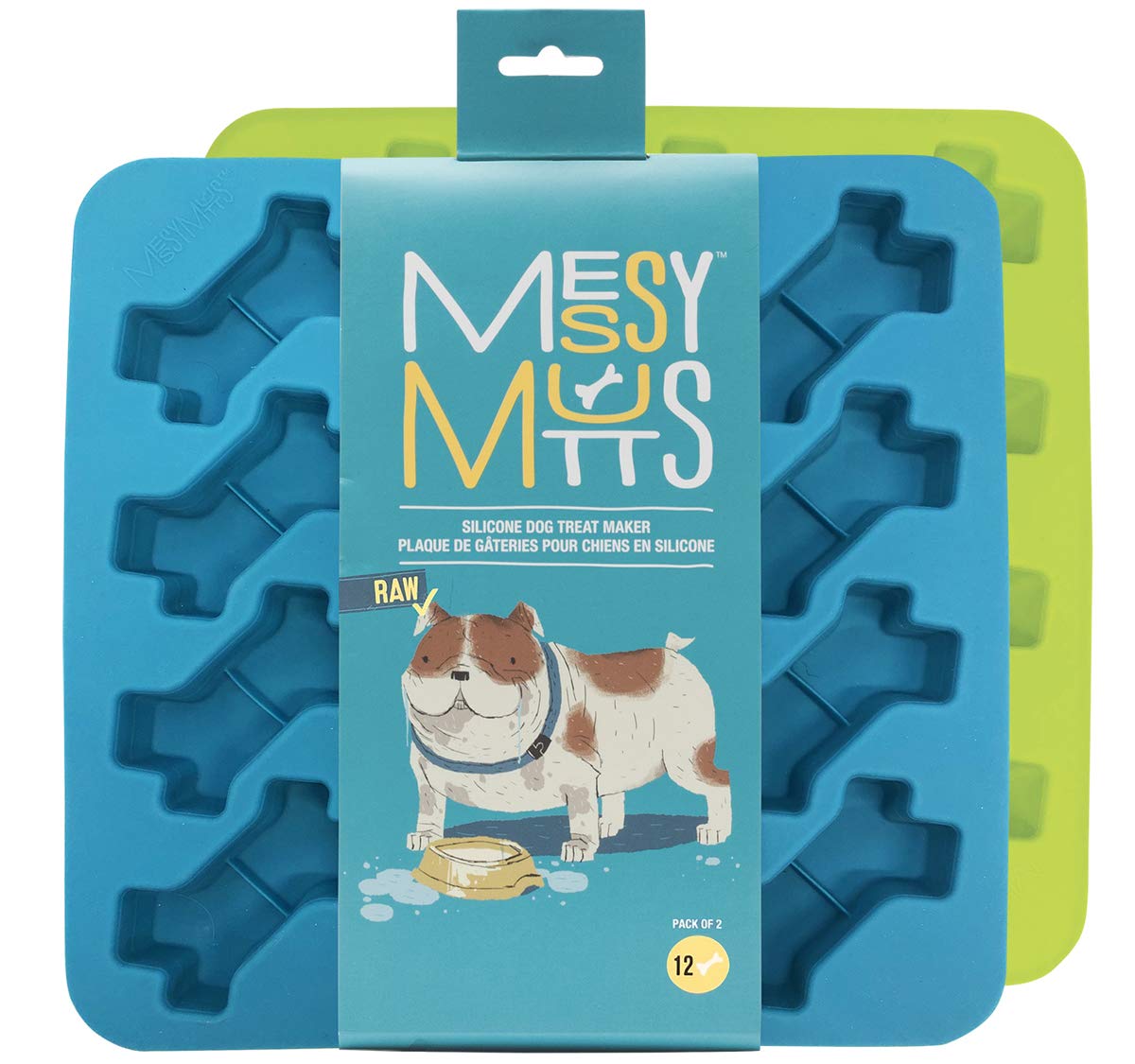 Messy Mutts – ensemble de moules os, 12 portions de 1 oz, pratique pour friandises maison.