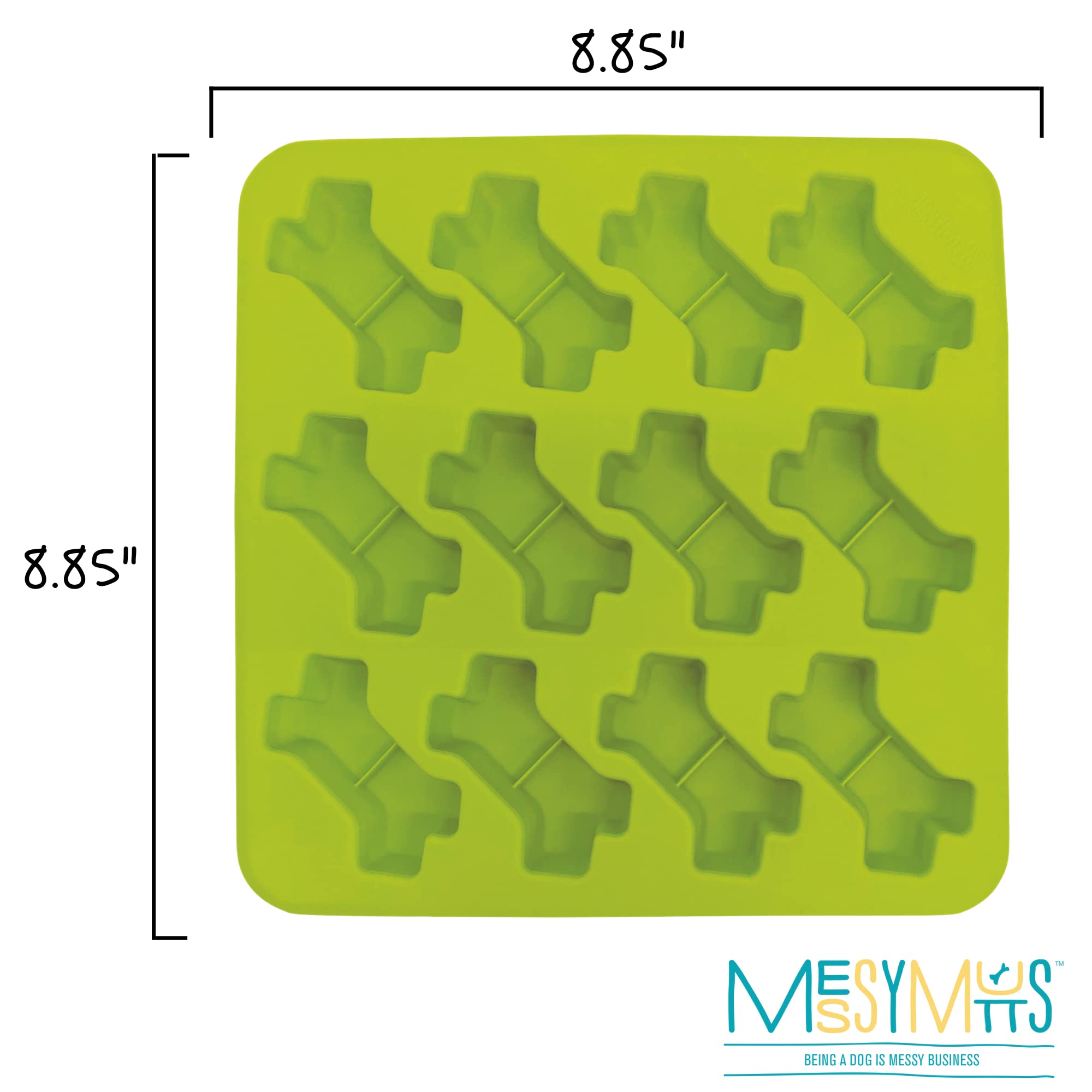 Messy Mutts – plateau silicone 9x9 bleu et vert, idéal pour préparer des friandises.