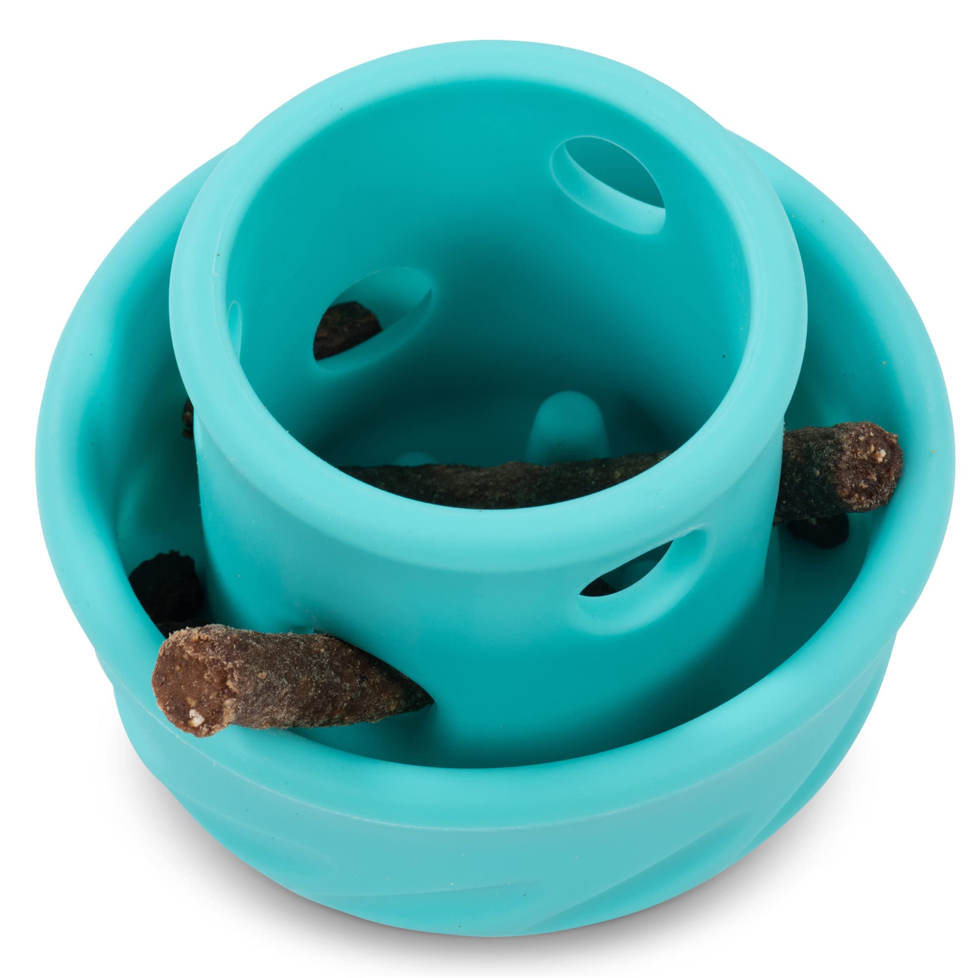 Messy Mutts Puzzle-n-Play Champignon Teal, stimulation dentaire et mentale par la mastication contrôlée