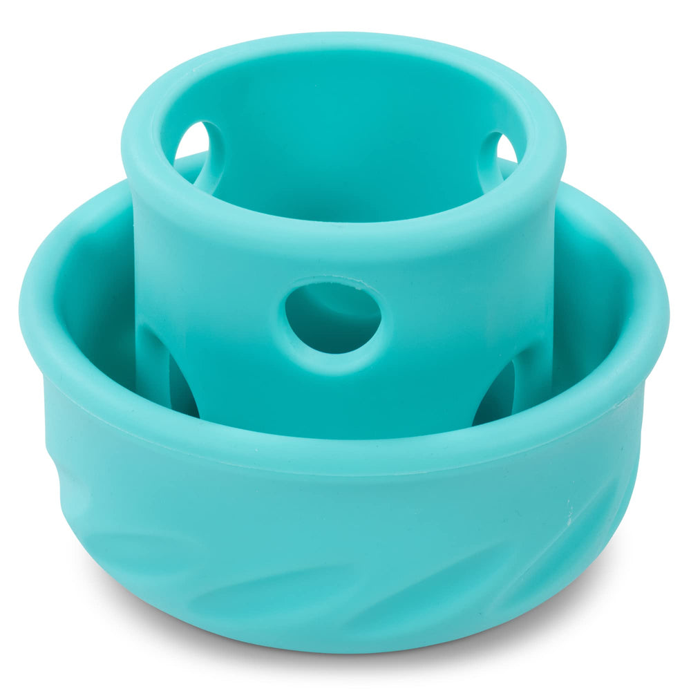Messy Mutts Puzzle-n-Play Champignon Teal, vue frontale pour stimulation mentale
