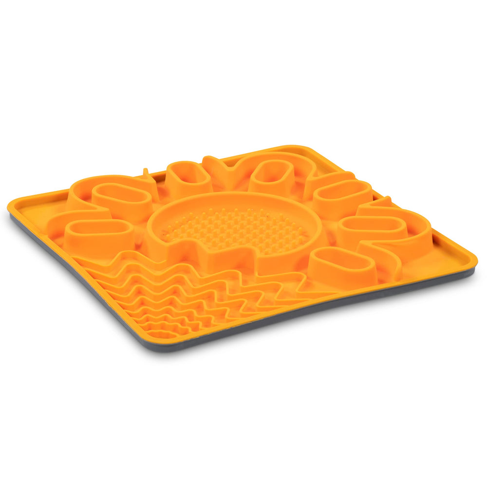 Messy Mutts Tapis Lick silicone lentement orange – ralentit l ingestion et prolonge le repas.