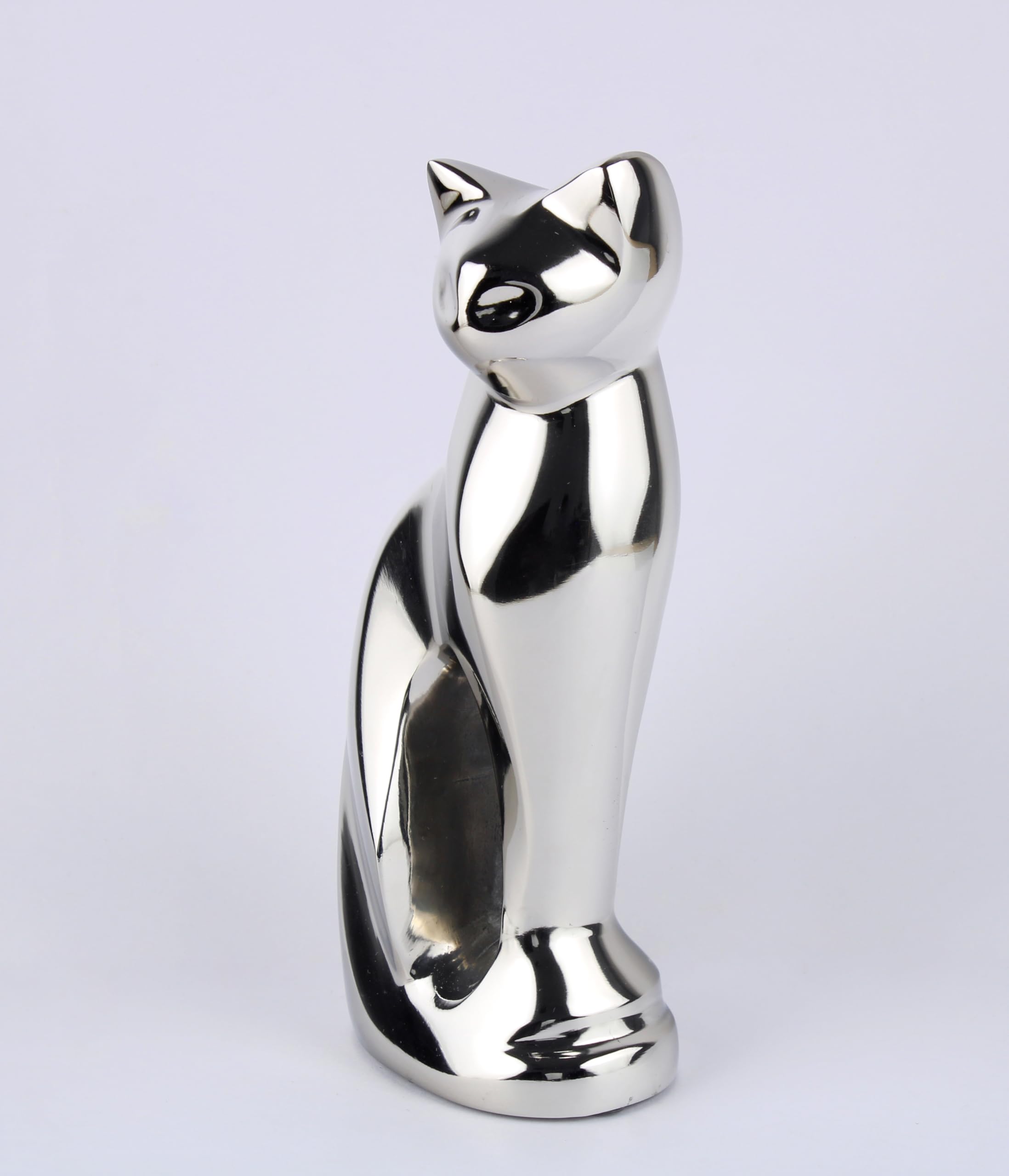 METLYN urne chat argent multicolore avec finition enamel, hommage coloré et élégant.