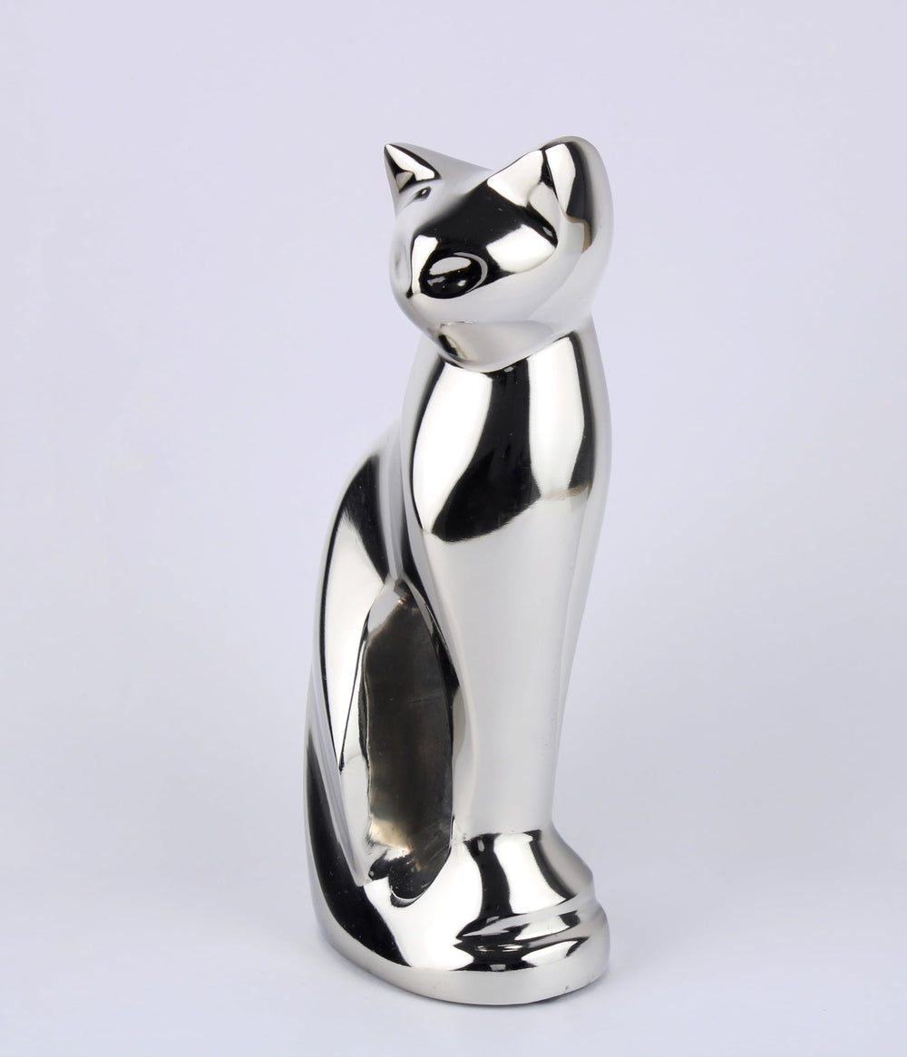 METLYN urne chat argent multicolore avec finition enamel, hommage coloré et élégant.