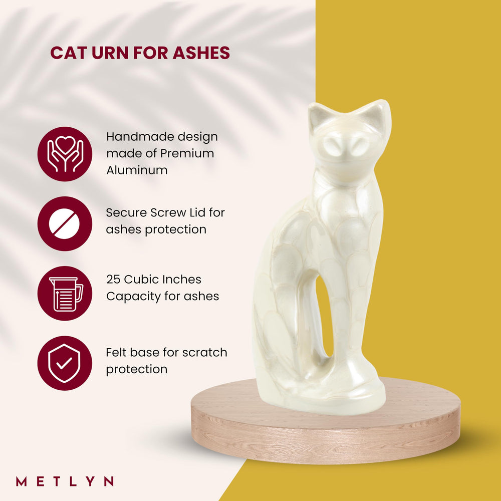 Urne METLYN chat finition émaillée : choix de couleurs pour personnaliser.
