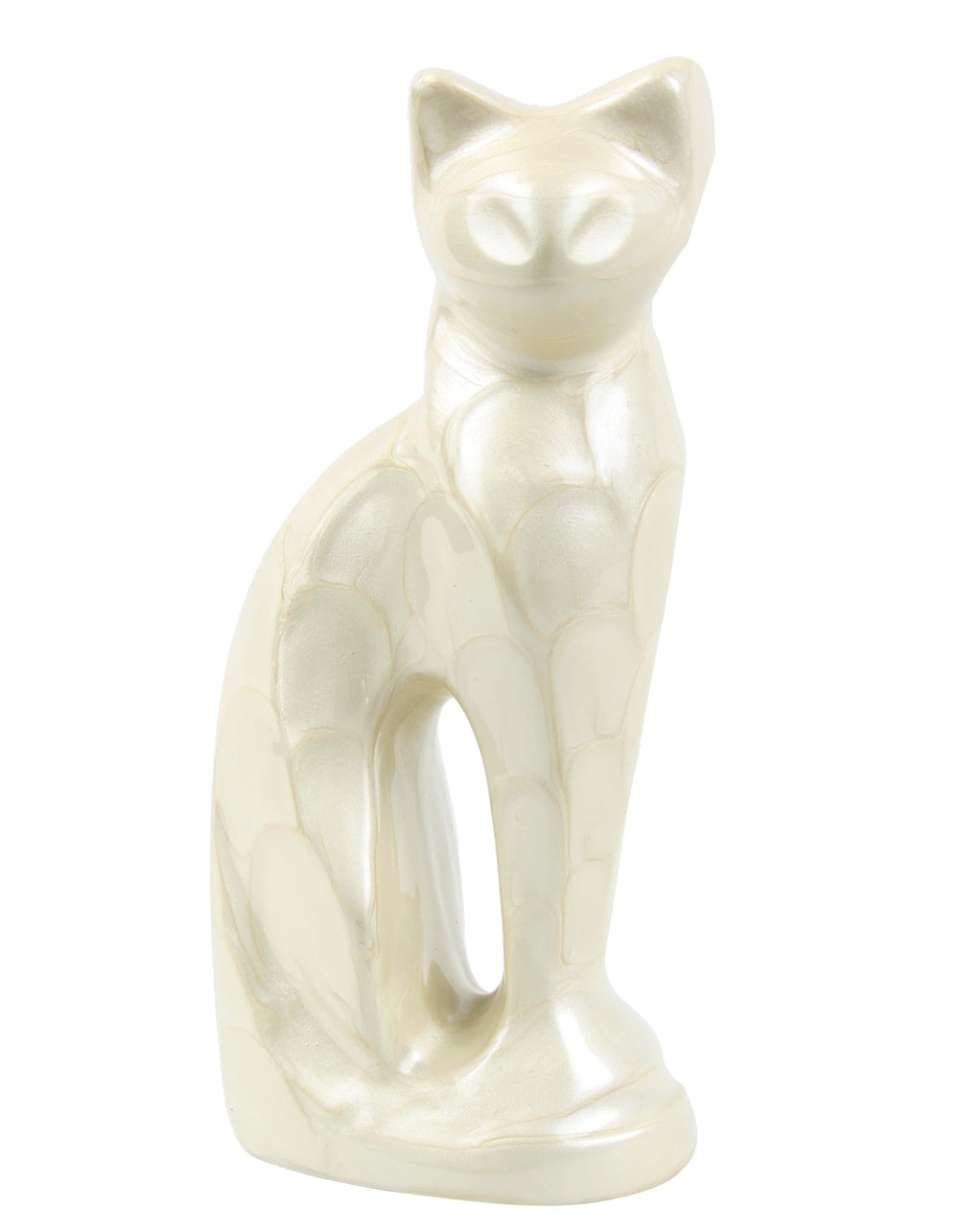 Urne METLYN chat perle émaillée : finition élégante et durable pour un souvenir mémorable.