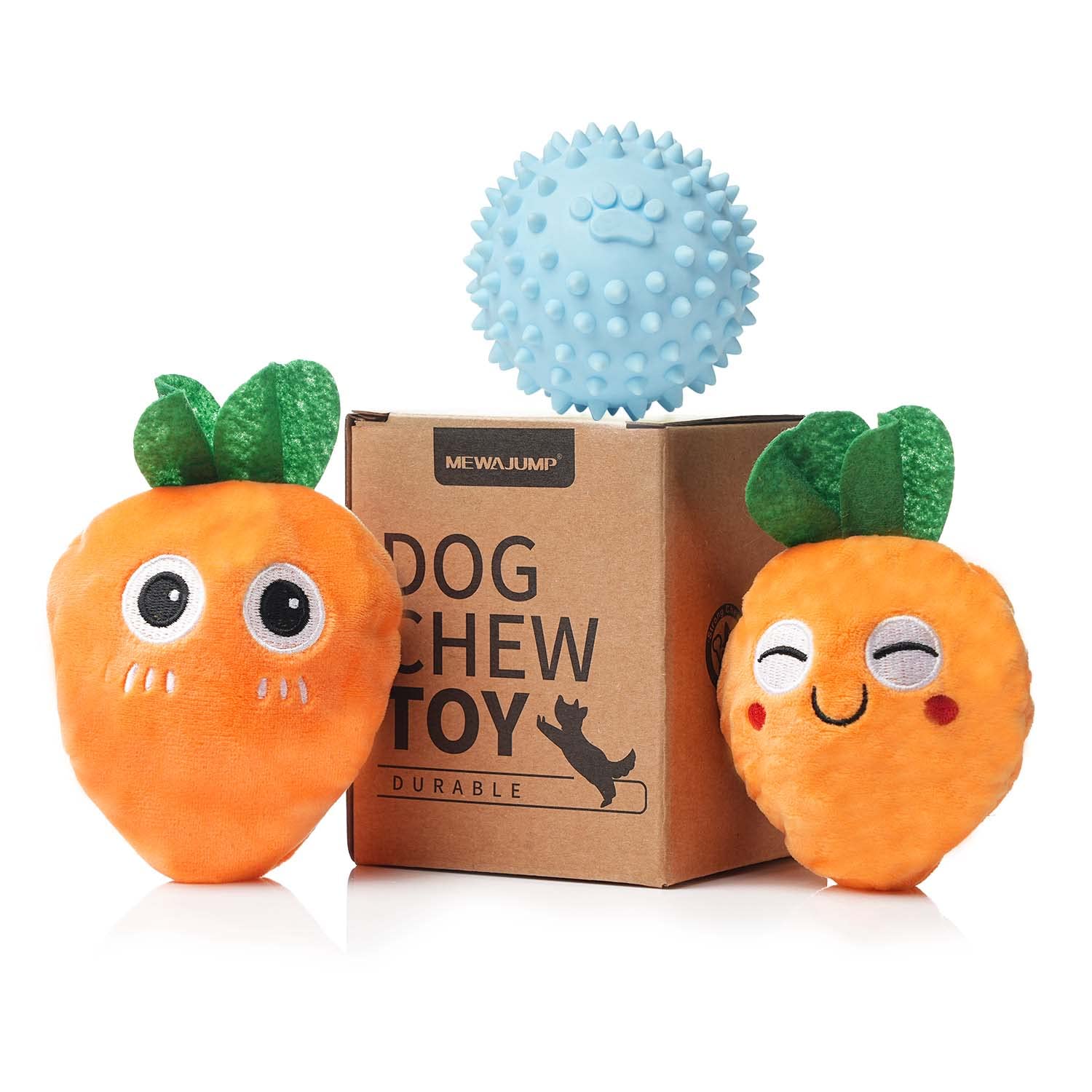 MewaJump balle en TPR et peluche masse les gencives et dents