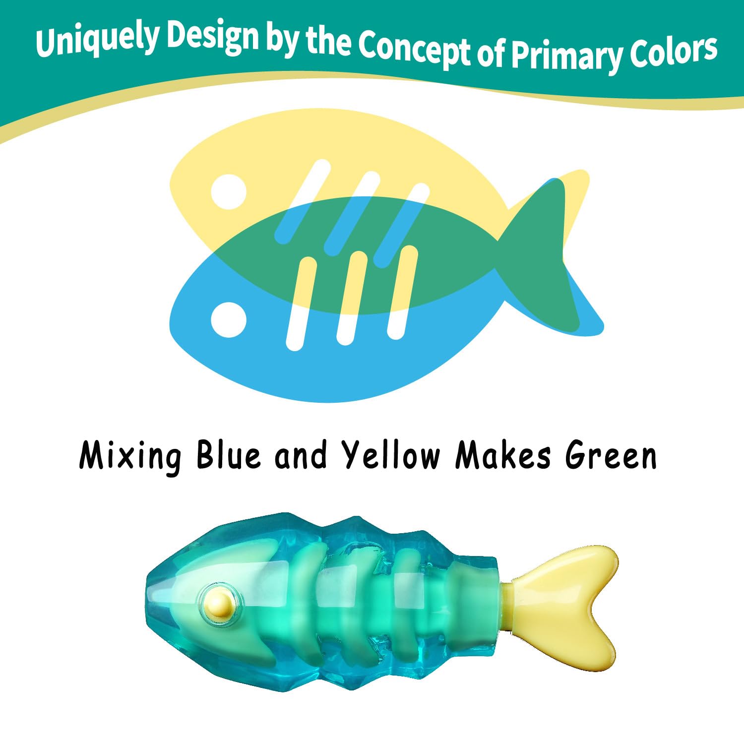 MewaJump design coloris primaire bleu et jaune pour stimulation visuelle.