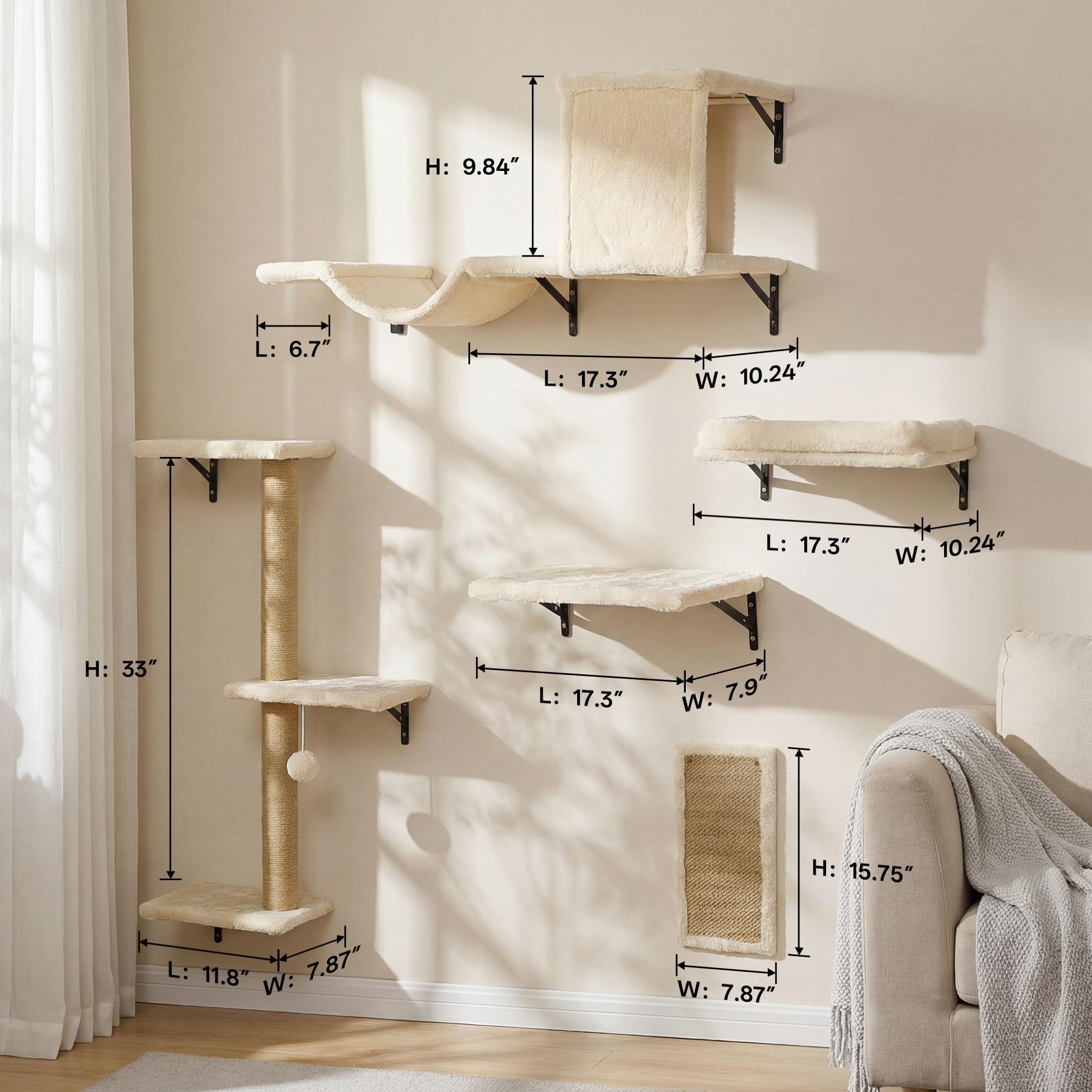 MEWANG système mural grimpe modulaire pour chat actif